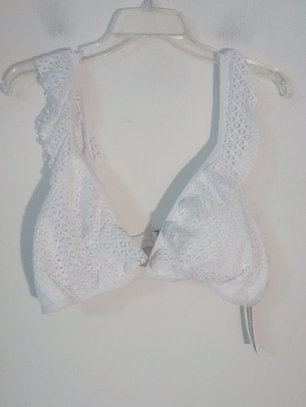 No Boundaries White Lace Ruffled Bikini Top XXL Plus Size 20 NWT Swim